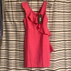 DO + BE Pink Asymmetrical Ruffle Dress